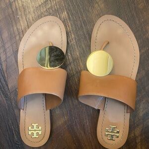 Tory Burch Leather Sandals Slip-On Design